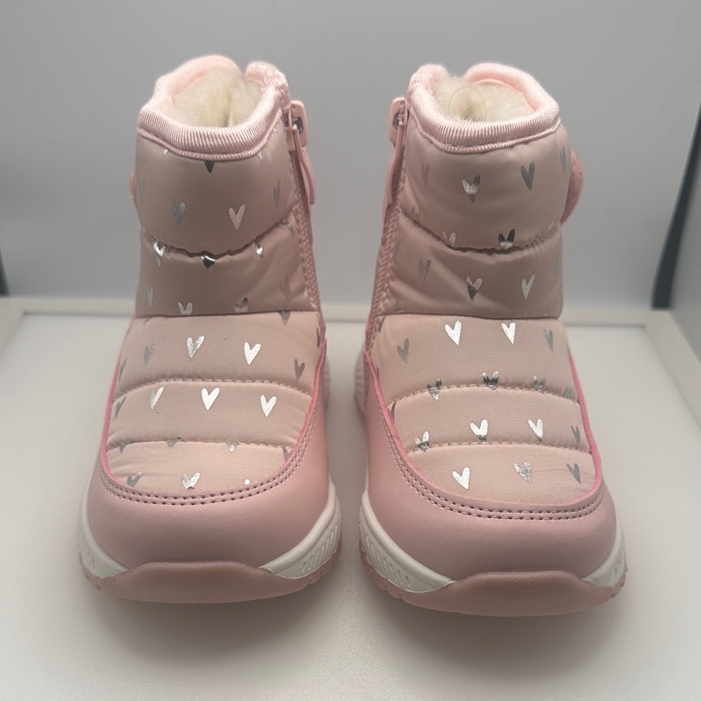 PatPat Pink and Silver Heart Kids Boots
